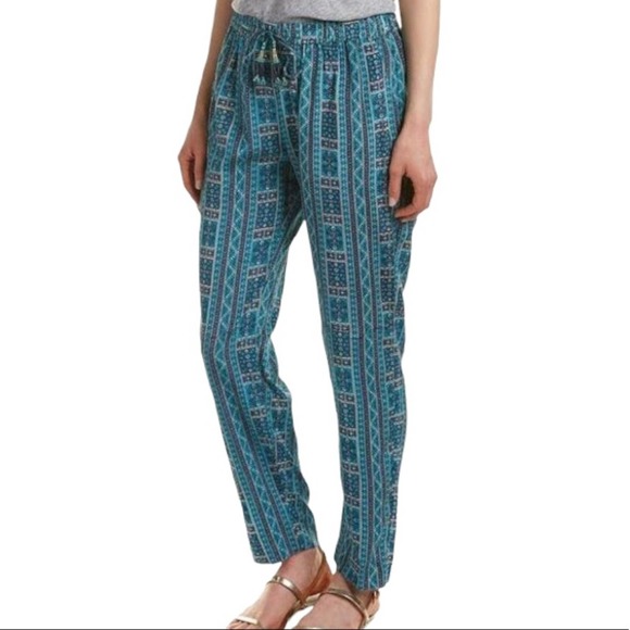 Calypso St. Barth Pants - Calypso St. Barth Multi Sheru Printed Silk Blend Pants w Beaded Tassels Size L